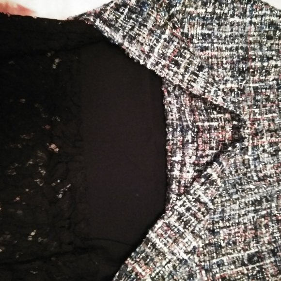 English Factory Tweed Pencil Skirt Lace Bottom - Picture 4 of 12
